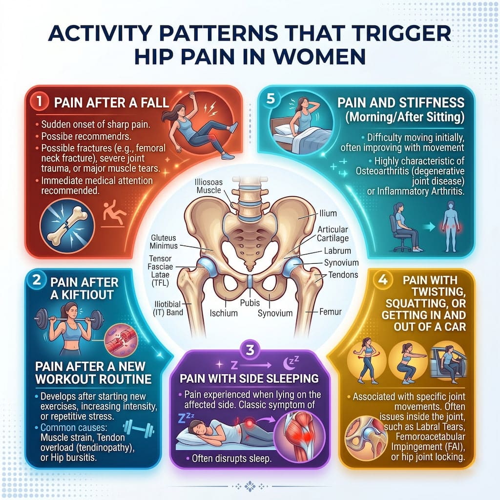 activity patterns that trigger hip pain